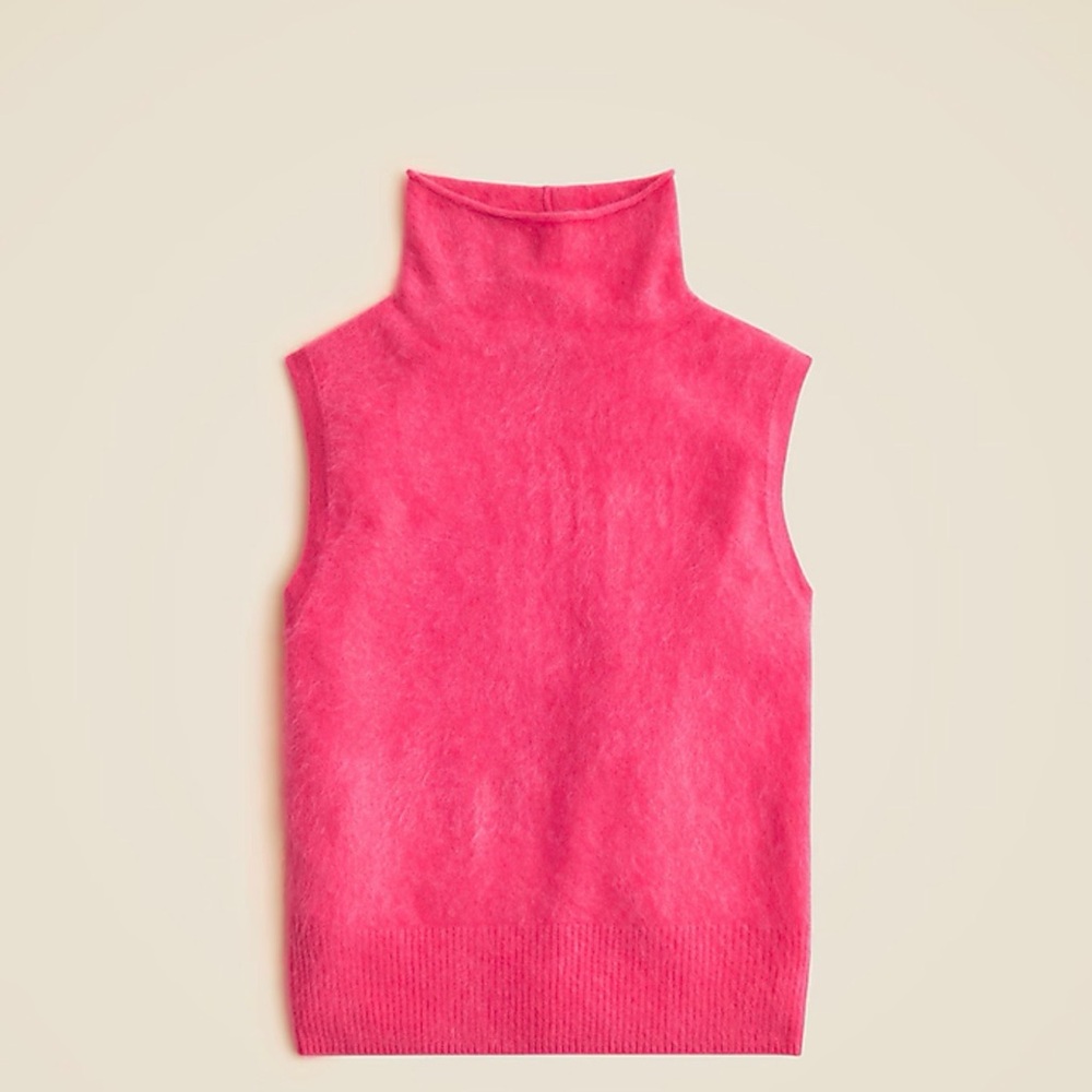 J‎ CREW XL Brushed cashmere turtleneck sweater shell HOT PINK CO331